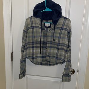 American eagle cropped hooded flannel